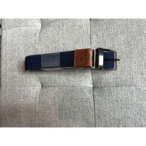 Tommy Bahama Webbed Stretch Belt Size L / XL Two Toned Navy Ivory Jage NEW
